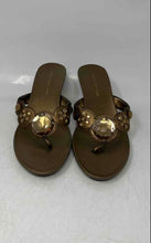 Load image into Gallery viewer, Montego Bay Club Womens Bronze Embellished Wedge Heel Thong Sandals Size 9
