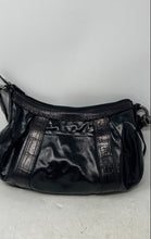 Load image into Gallery viewer, Brighton Womens Black Leather Inner Zipped Pocket Logo Charm Shoulder Handbag
