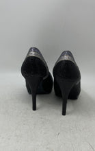 Load image into Gallery viewer, Worthington Womens Lana Silver Black Gray Glitter Peep Toe Pump Heels Size 7M
