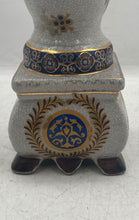 Load image into Gallery viewer, Crackle Glaze Footed Floral Pattern Ceramic Vintage Style Candlestick Holder
