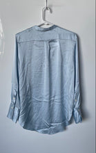 Load image into Gallery viewer, Zara Womens Baby Blue Long Sleeve Band Collar Button-Up Shirt Size XS
