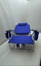 Load image into Gallery viewer, QWave Blue Mesh Sustainable Lay-Flat Folding Backpack Oversized Beach Chair
