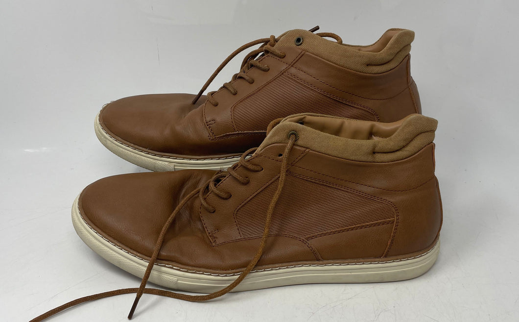 Alessi Sport Mens Brown Leather Mid Top Lace-Up Sneaker Shoes Size 11