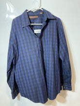 Load image into Gallery viewer, Perry Ellis Mens Blue Printed Cotton Long Sleeve Collared Button-Up Shirt Size L
