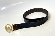 Load image into Gallery viewer, Michael Kors Womens Brown Black Monogram Reversible Buckle Dress Belt
