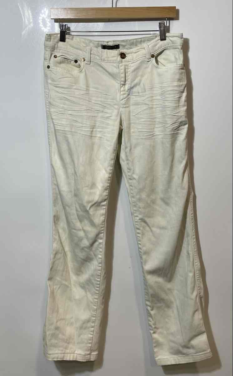Authentic Roberto Cavalli Mens White Straight Leg Jeans Pants Sz EUR 44 Stained