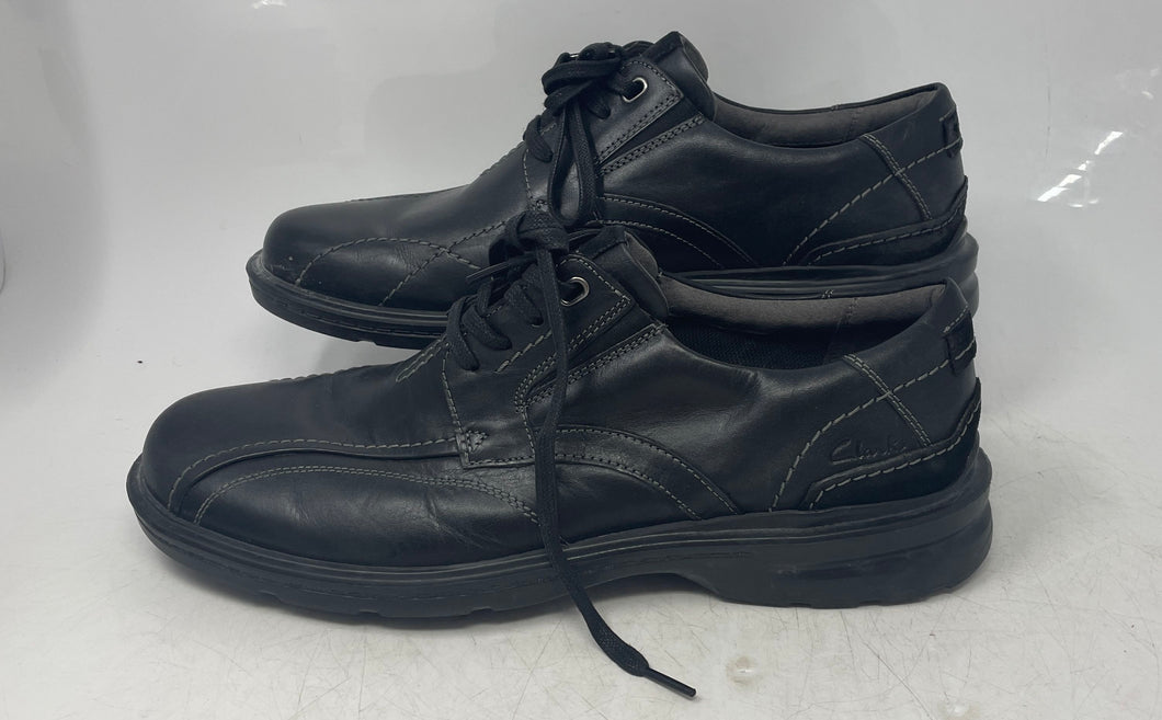 Clarks Collection Mens Gessler Black Leather Lace-Up Oxford Shoes Size 12M