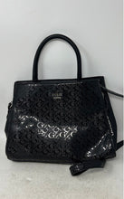 Load image into Gallery viewer, Guess Womens Black Monogram Print Adjustable Crossbody Strap Satchel Bag
