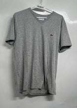 Load image into Gallery viewer, Lacoste Mens Gray Cotton Regular Fit Short Sleeve V-Neck T-Shirt Size L
