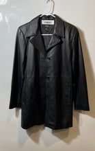 Load image into Gallery viewer, Alfani Mens Black Leather Long Sleeve Trench Coat Size Small
