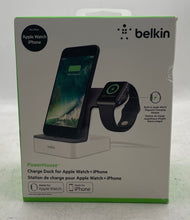 Load image into Gallery viewer, Belkin PowerHouse Black White Charging Dock For Apple Watch iPhone Not Tested
