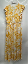 Load image into Gallery viewer, Express Womens Yellow White Floral Flutter Sleeve Tie Front Maxi Dress Size M
