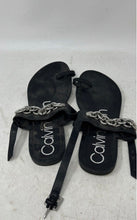 Load image into Gallery viewer, Calvin Klein Womens Roxie Black Toe Ring Buckle Flat Thong Sandals Size 5.5M
