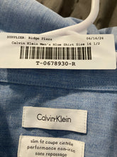 Load image into Gallery viewer, Calvin Klein Mens Blue Slim Fit Non Iron Long Sleeve Dress Shirt Size 16.5 34/35
