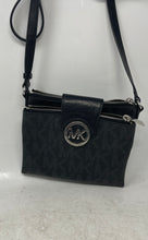 Load image into Gallery viewer, Michael Kors Womens Black Monogram Leather Shoulder Strap Crossbody Bag
