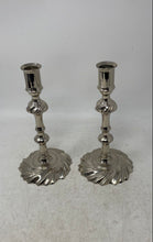 Load image into Gallery viewer, Unbranded Silver-Tone Shiny Metal Twisted Design Candle Holders Set Of 2 Pcs
