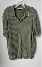 Load image into Gallery viewer, Bugatchi Mens Green Short Sleeve Spread Collar Ribbed Polo Shirt Size XL
