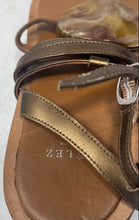 Load image into Gallery viewer, Velez Womens Brown Leather Medallion Adjustable Strap Thong Sandals Size EU 36
