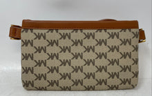 Load image into Gallery viewer, Michael Kors Womens Brown Monogram Leather Trim Zip Top Fanny Pack Belt Bag
