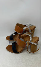 Load image into Gallery viewer, Coach Womens Sevilla Brown Black Leather Block Heel Slingback Sandals Size 11B
