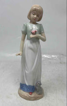 Load image into Gallery viewer, Wellington Collection Girl With Cat And Flower Porcelain Figurine Collectible
