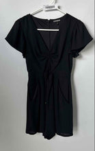Load image into Gallery viewer, Express Womens Black Short Sleeve V-Neck Back Zipper One-Piece Romper Size 0
