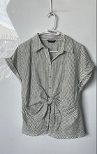 Load image into Gallery viewer, Zara Womens Green White Striped Front Knot Blouse Top Size Medium
