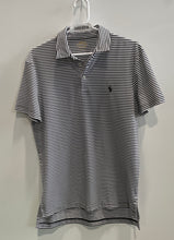 Load image into Gallery viewer, Polo Ralph Lauren Mens White Black Striped Short Sleeve Collared Polo Shirt Sz S
