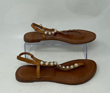 Load image into Gallery viewer, Authentic Tory Burch Womens Emmy Brown Pearl Flat Thong Sandals Size 7.5M Worn
