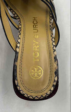 Load image into Gallery viewer, Authentic Tory Burch Womens Basket Weave Beige Black Slide Sandals Size 6 M
