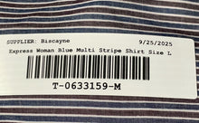 Load image into Gallery viewer, Express Womens Blue Multi Striped Long Sleeve Two Pockets Button-Up Shirt Size L
