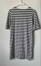 Load image into Gallery viewer, H&amp;M Womens White Black Striped Short Sleeve Pullover T-Shirt Dress Size XS
