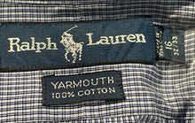 Load image into Gallery viewer, Ralph Lauren Mens Blue Printed Cotton Collared Long Sleeve Dress Shirt Size 16
