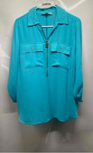 Load image into Gallery viewer, Michael Kors Womens Blue Long Sleeve Collared Half Zip Popover Blouse Top Size M
