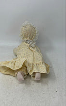 Load image into Gallery viewer, Girls Porcelain Brown Eyes Newborn Doll Collectible With Yellow Lace Dress
