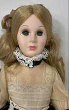 Load image into Gallery viewer, Vintage Collectible Blonde Curly Hair Porcelain Doll In Long Victorian Dress
