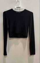 Load image into Gallery viewer, Zara Womens Black Long Sleeve Round Neck Cropped Blouse Top Size Medium
