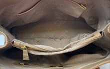 Load image into Gallery viewer, JackyCeline Womens Beige Leather Double Handle Inner Pockets Lined Tote Bag
