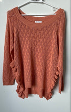 Load image into Gallery viewer, New York &amp; Company Womens Peach Long Sleeve Ruffle Hem Pullover Sweater Size S

