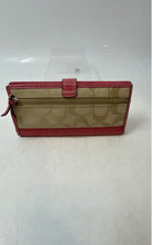 Load image into Gallery viewer, Coach Womens Beige Pink Monogram Print Multi Card Holders Bifold Wallet
