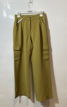 Load image into Gallery viewer, Express Womens Green Pleated Front Pockets Straight Leg Cargo Pants Size No Size
