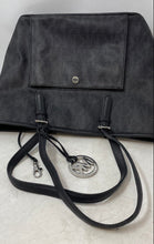 Load image into Gallery viewer, Michael Kors Womens Black Monogram Print Leather Double Handle Tote Bag
