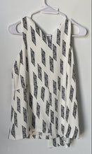 Load image into Gallery viewer, Alfani Womens White Black Printed Sleeveless Asymmetrical Blouse Top Size 6P
