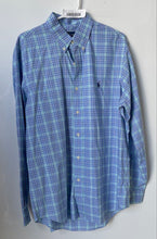 Load image into Gallery viewer, Ralph Lauren Mens Blue Plaid Cotton Long Sleeve Collared Button-Up Shirt Size L
