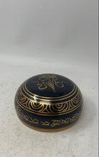 Load image into Gallery viewer, Vintage Black And Gold-Tone Brass Engraved Script Tibetan Singing Bowl

