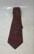 Load image into Gallery viewer, Ranieri Studio Italy Mens Brown Blue White Striped Keeper Loop Pointed Tie
