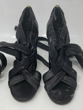 Load image into Gallery viewer, Authentic Tory Burch Womens Black Stiletto Gladiator Heels Sz 6.5M Worn Stained
