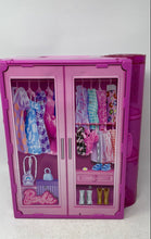 Load image into Gallery viewer, Mattle Pink Glitter Portable Barbie Dream Closet With Clothes &amp; Accessories
