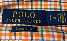 Load image into Gallery viewer, Polo Ralph Lauren Mens Orange Check Classic Fit Long Sleeve Button-Up Shirt Sz S

