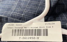 Load image into Gallery viewer, Armani Exchange Mens Blue Plaid Long Sleeve Collared Button-Up Shirt Size Small
